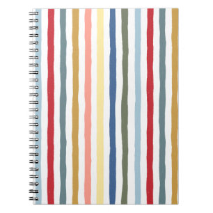 Hand-drawn stripes in mid century modern colours notebook