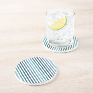 Hand-drawn stripes in shades of sea-inspired blue coaster