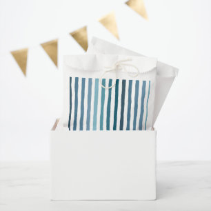 Hand-drawn stripes in shades of sea-inspired blue favour bag