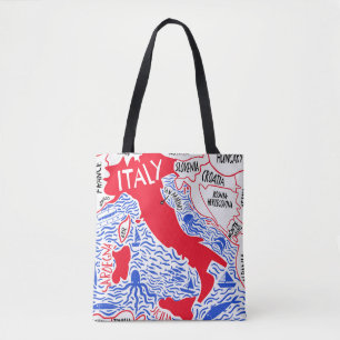 hand drawn stylised map of Italy. Travel illustrat Tote Bag