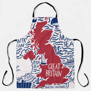 hand drawn stylised map of the United Kingdom. Tra Apron
