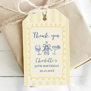 Hand Drawn Summer Adult 30th Birthday Gift Tags