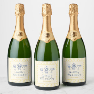 Hand Drawn Summer Adult 30th Birthday Sparkling Wine Label