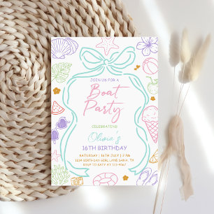 Hand Drawn Summer Boat Birthday Party Invitation