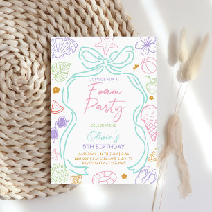 Hand Drawn Summer Foam Birthday Party Invitation