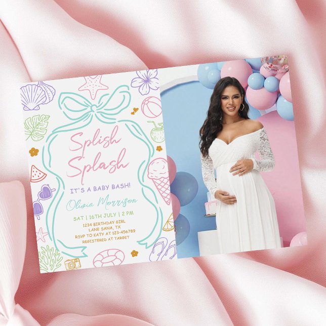 Hand Drawn Summer Pool Baby Shower  Invitation (Creator Uploaded)