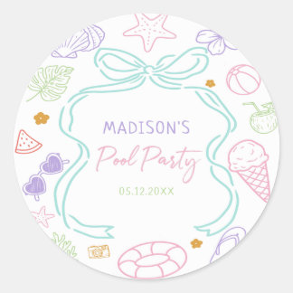 Hand Drawn Summer Pool Party Sticker