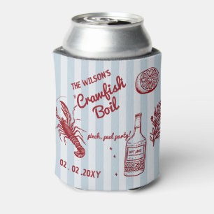 Hand Drawn Summer Seafood Crawfish Boil Party  Can Cooler