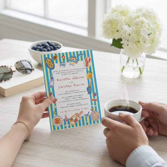hand drawn summer seafood wedding  Celebration  Invitation (Creator Uploaded)