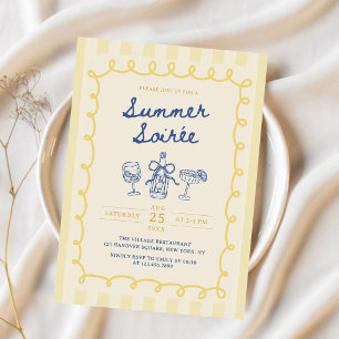 Hand Drawn Summer Soiree Drinks Cocktail Party Invitation