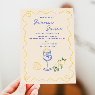 Hand Drawn Summer Soiree Drinks Cocktail Party  Invitation