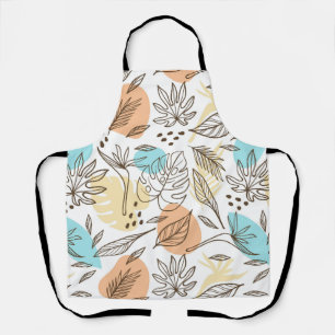 Hand drawn summer tropical pattern apron