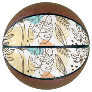 Hand drawn summer tropical pattern basketball