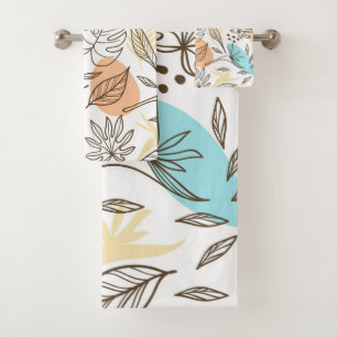 Hand drawn summer tropical pattern bath towel set