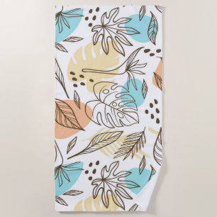 Hand drawn summer tropical pattern beach towel