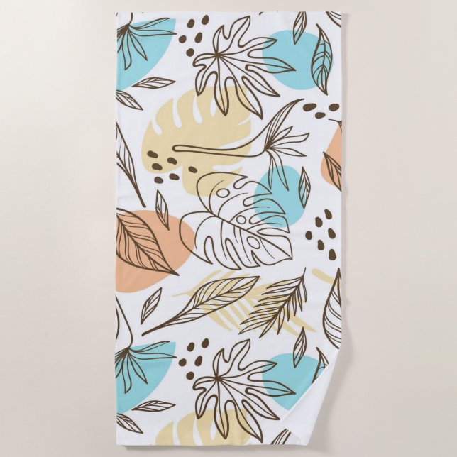 Hand drawn summer tropical pattern beach towel (Front)