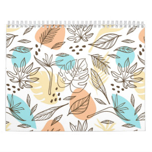 Hand drawn summer tropical pattern calendar