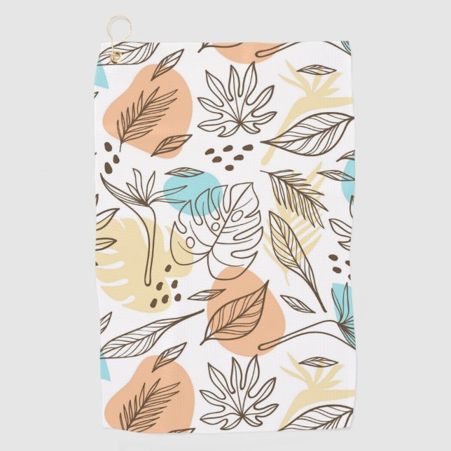 Hand drawn summer tropical pattern golf towel (Front)