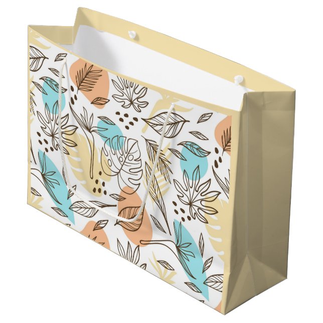 Hand drawn summer tropical pattern large gift bag (Front Angled)