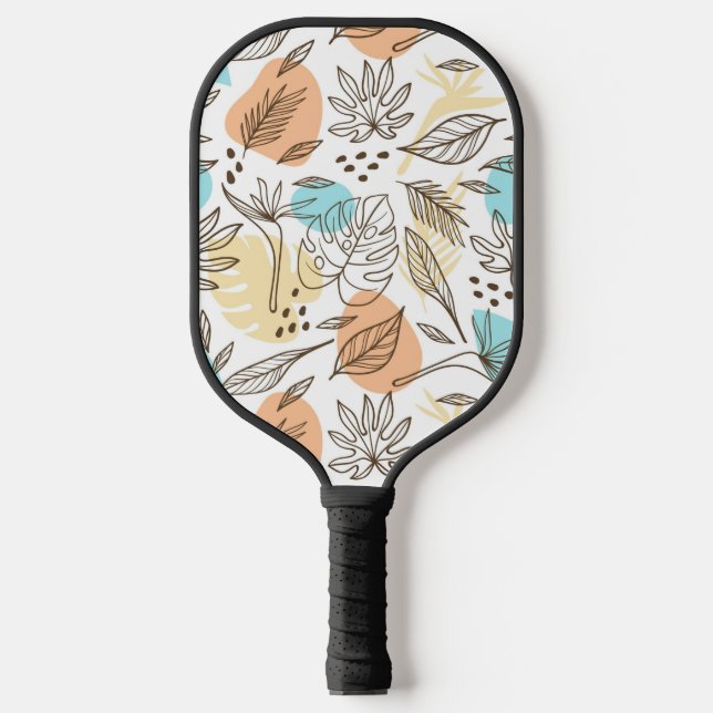Hand drawn summer tropical pattern pickleball paddle (Front)