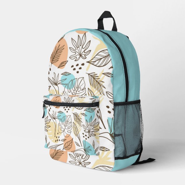 Hand drawn summer tropical pattern printed backpack (Back Corner Right)