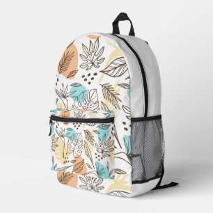 Hand drawn summer tropical pattern printed backpack