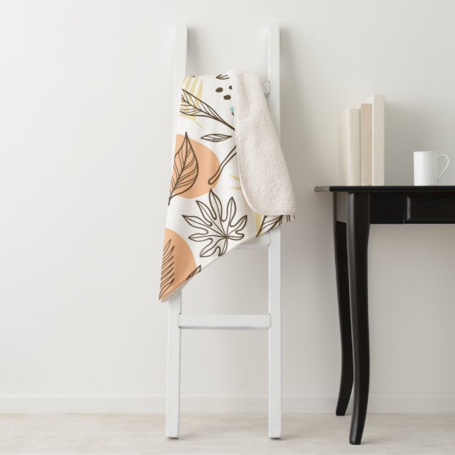 Hand drawn summer tropical pattern sherpa blanket (In Situ)