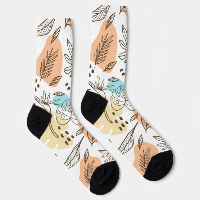 Hand drawn summer tropical pattern socks (Right)
