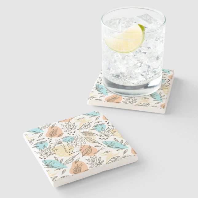Hand drawn summer tropical pattern stone coaster (Side)
