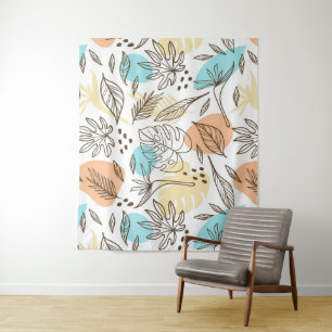 Hand drawn summer tropical pattern tapestry
