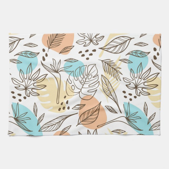 Hand drawn summer tropical pattern tea towel (Horizontal)