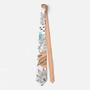 Hand drawn summer tropical pattern tie