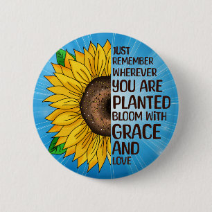 Hand Drawn Sunflower and Quote 6 Cm Round Badge