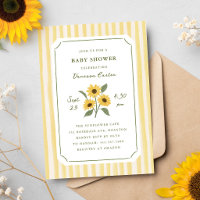 Hand-Drawn Sunflower and Stripes Baby Shower