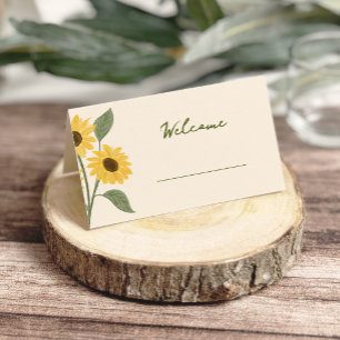 Hand-Drawn Sunflower Baby Shower Place Card