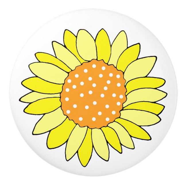 Hand Drawn Sunflower Ceramic Knob (Front)