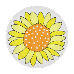 Hand Drawn Sunflower Cutting Board