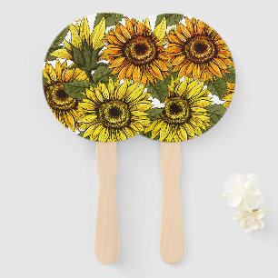 Hand Drawn Sunflower Fan