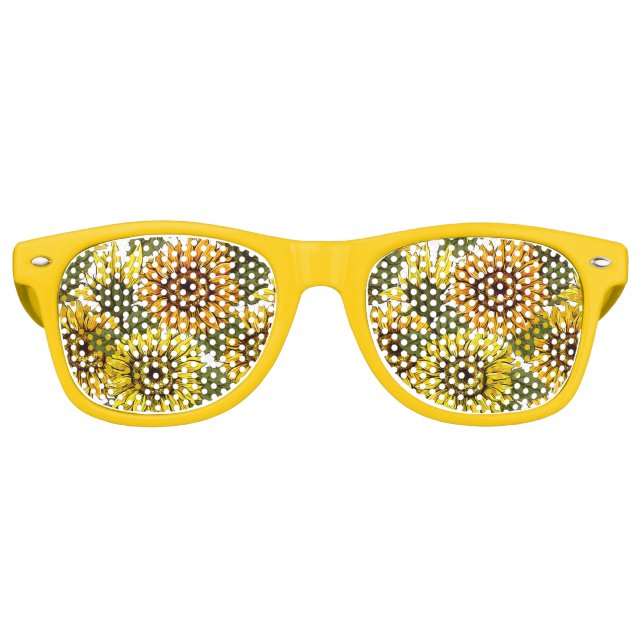 Hand Drawn Sunflower Retro Sunglasses (Front)