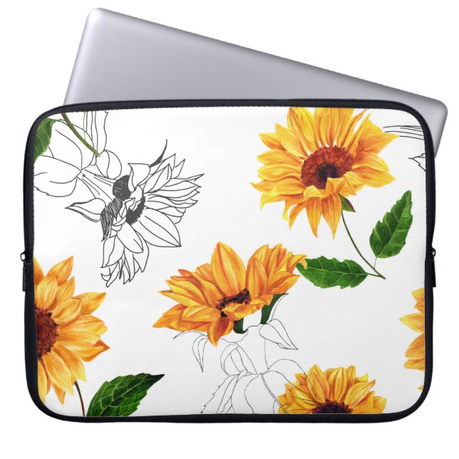 Hand-drawn sunflowers: vibrant yellow pattern. laptop sleeve (Front)
