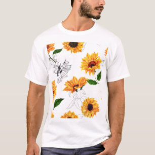 Hand-drawn sunflowers: vibrant yellow pattern. T-Shirt