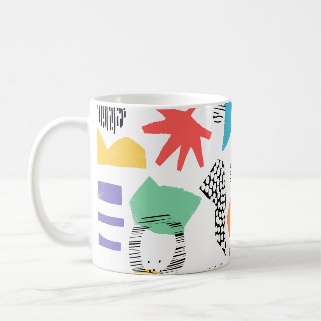 Hand drawn surface design. Artistic Memphis textur Coffee Mug (Left)