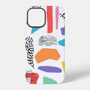 Hand drawn surface design. Artistic Memphis textur iPhone 12 Case