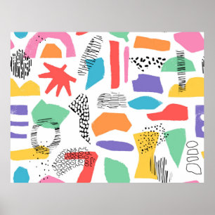 Hand drawn surface design. Artistic Memphis textur Poster