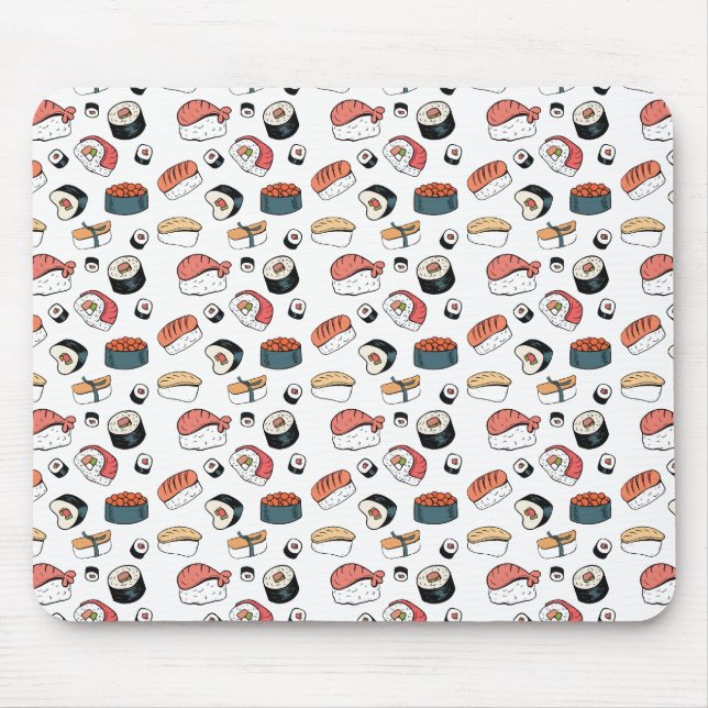 Hand-Drawn Sushi Mix Mouse Pad (Front)