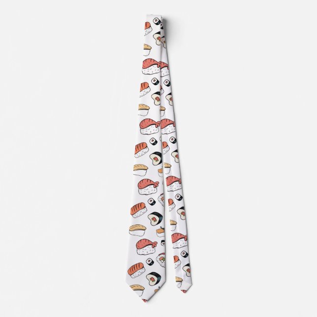 Hand-Drawn Sushi Mix Tie (Front)