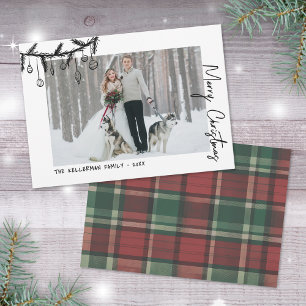 Hand Drawn Tartan Whimsical Christmas Holiday Card