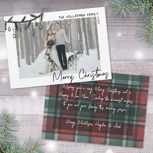 Hand Drawn Tartan Whimsical Merry Christmas Holiday Card