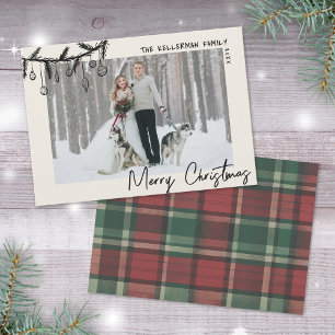 Hand Drawn Tartan Whimsical Merry Christmas Holiday Card