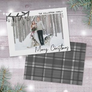 Hand Drawn Tartan Whimsical Merry Christmas Holiday Card